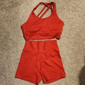 BuffBunny Red Sports Bra and Shorts Set